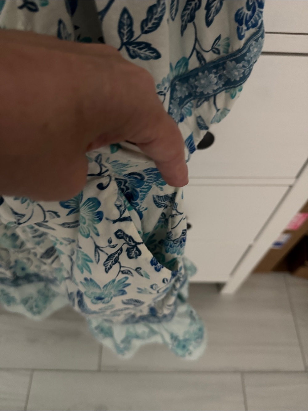 Floral Tiered Boho Dress in Light Blue - Picture 4 of 9